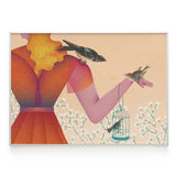Mujer con pájaros