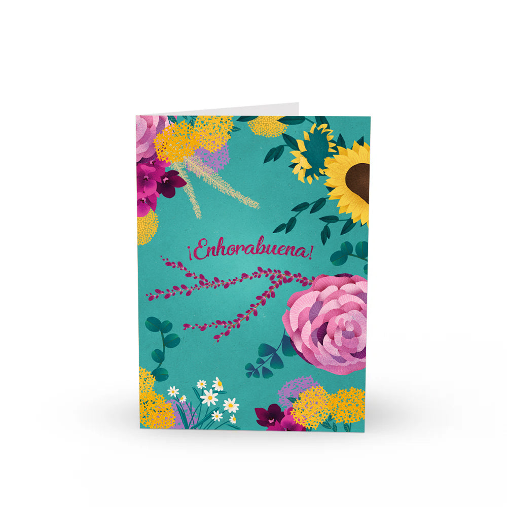 Tarjeta "Enhorabuena" flores