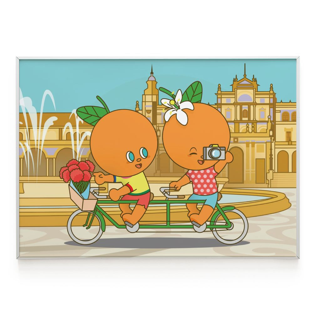 Lámina 'Naranjas en Bicicleta por Plaza España'