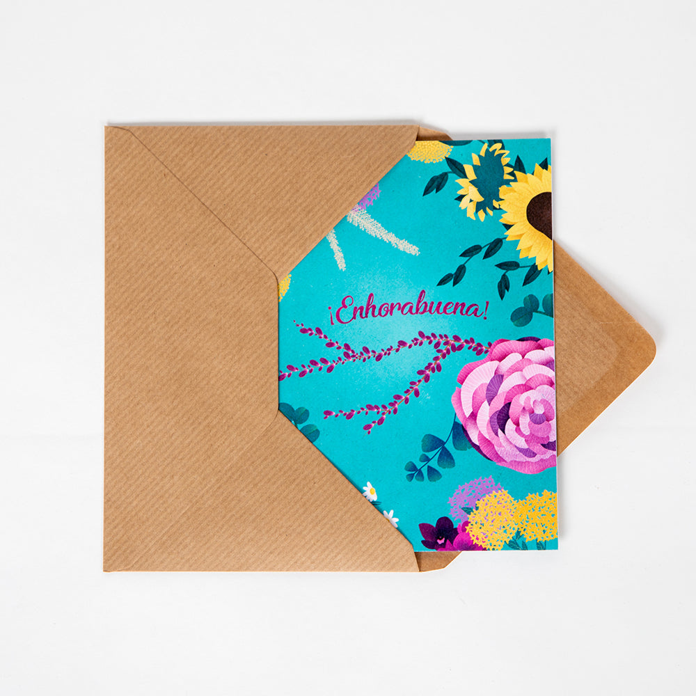 Tarjeta "Enhorabuena" flores