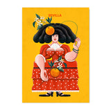 Postal Menina con naranjas