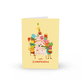 Tarjeta "Feliz cumpleaños" Animales en mesa