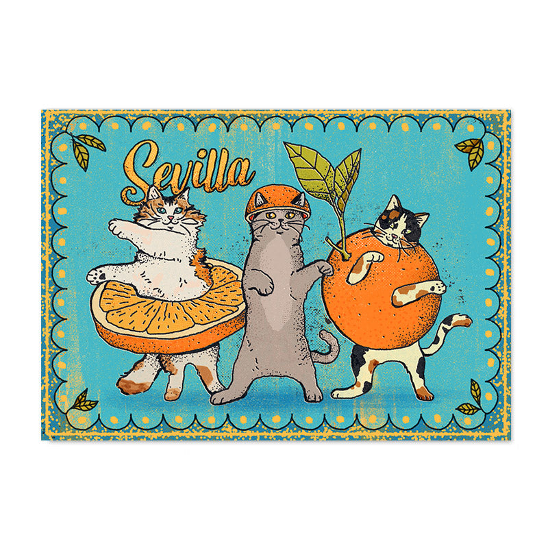 Gatos bailando con naranjas