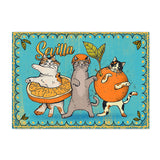 Gatos bailando con naranjas
