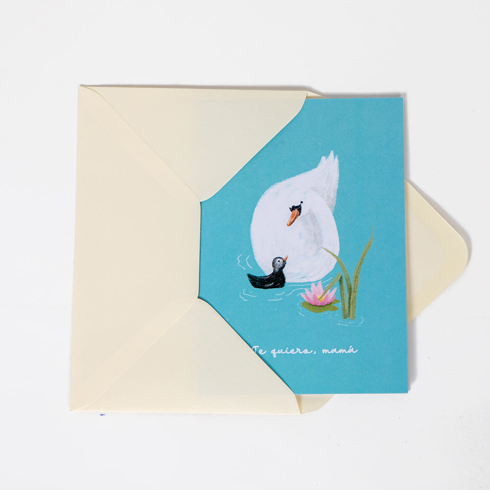 Tarjeta "Te quiero, mamá" Cisne