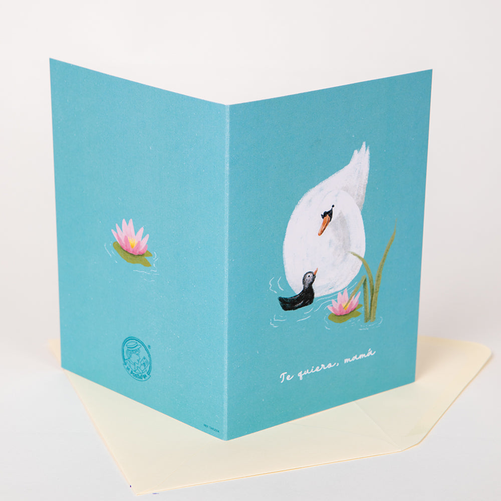Tarjeta "Te quiero, mamá" Cisne