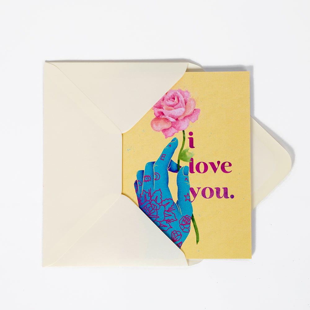 Tarjeta "I love you" rosa