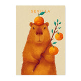Capibara con naranjas