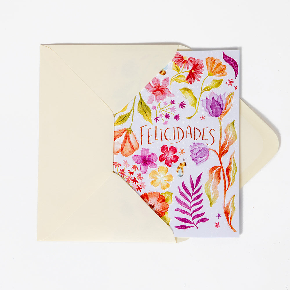 Tarjeta "Felicidades" flores
