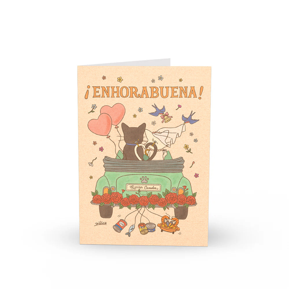 Tarjeta "¡Enhorabuena!" Boda Gatos