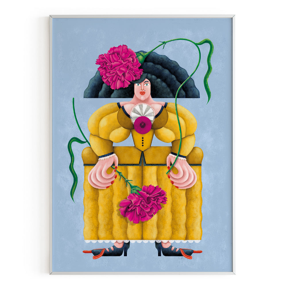 Lámina Menina con clavel