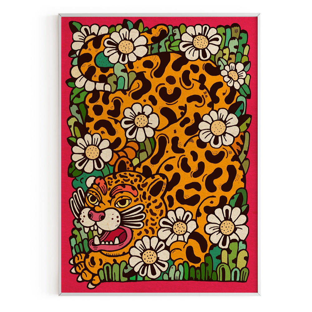 Guepardo con flores