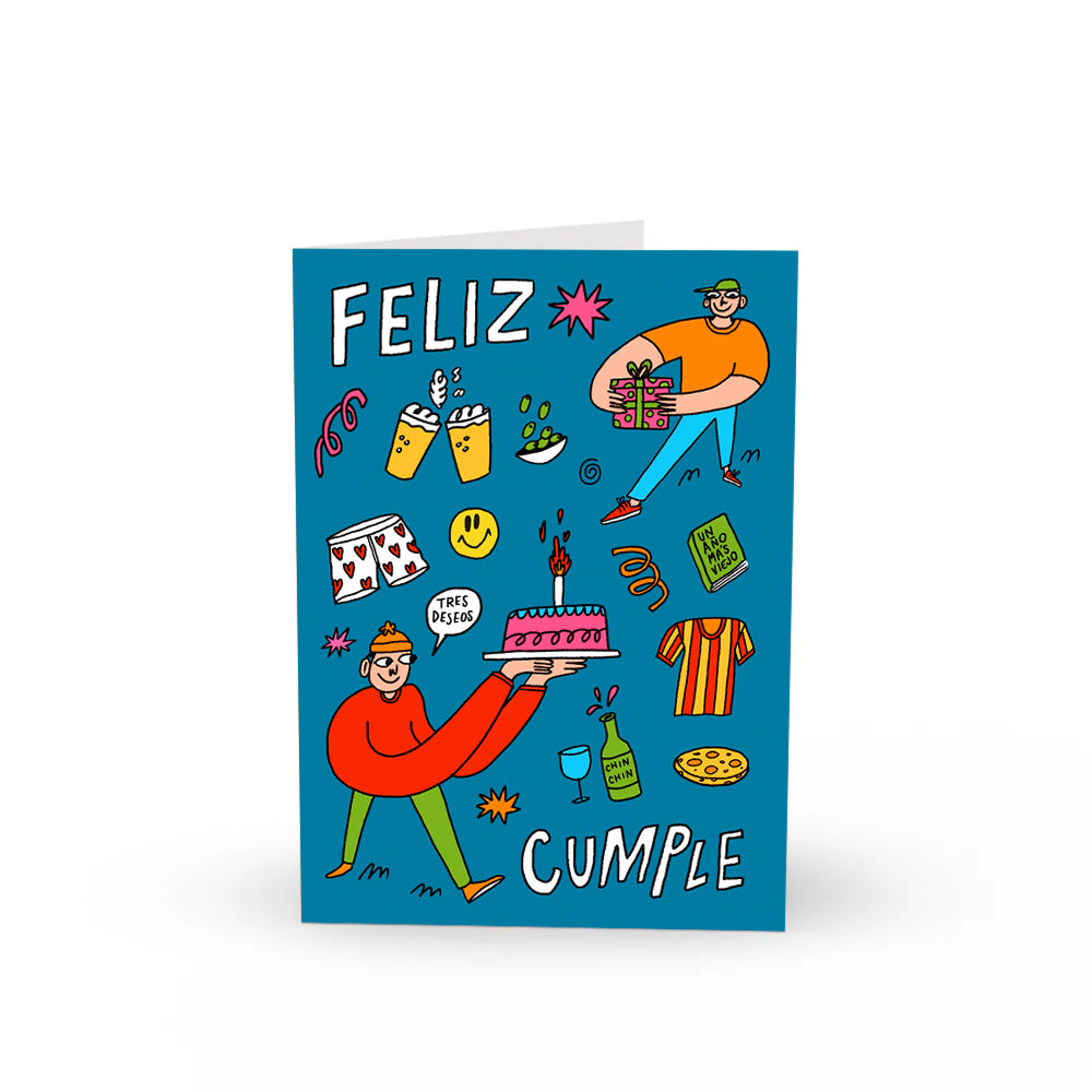 Tarjeta "Feliz Cumple" azul