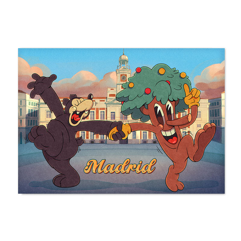 Postal Oso y Madroño Cartoon