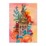 Postal 'Giralda con Flores Acuarela'