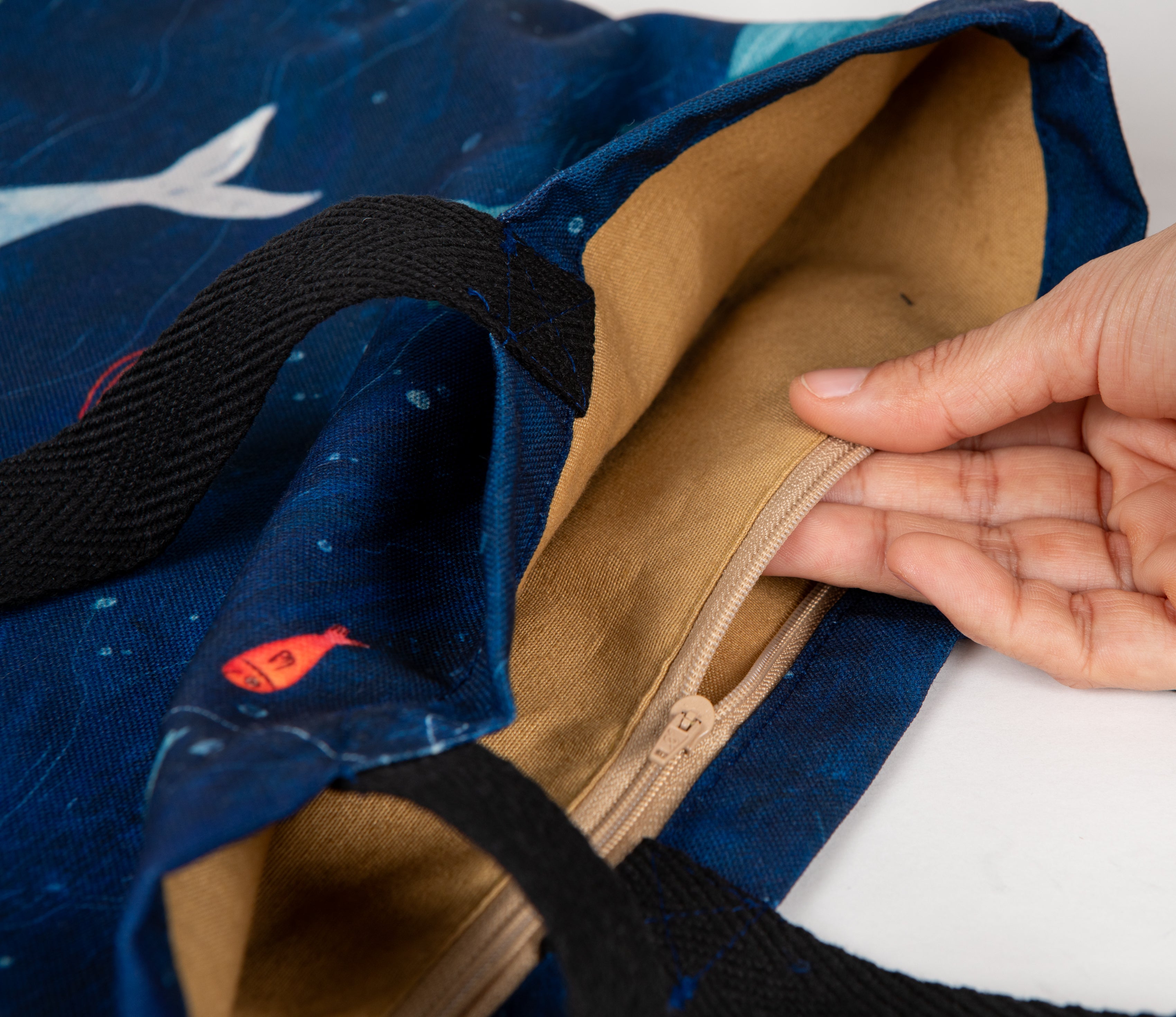 Tote bag Ballena y fondo marino