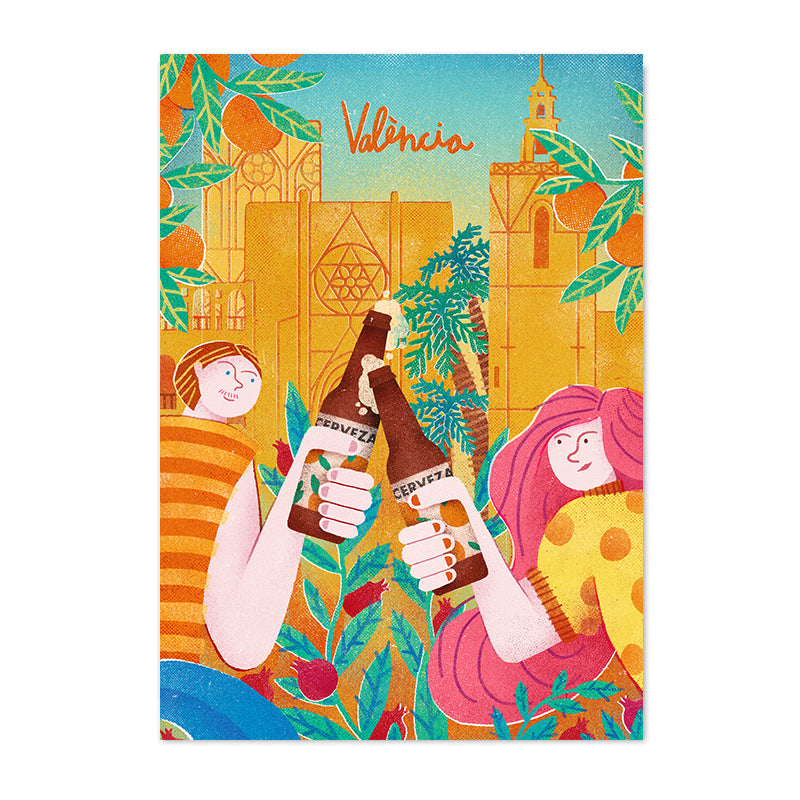 Pareja con cervezas en Valencia