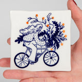 Mini-azulejo Chica en bici
