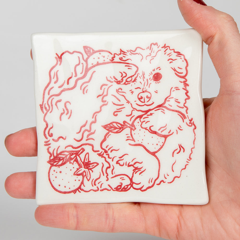 Mini-azulejo Perro con naranjas