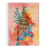 Lámina 'Giralda con flores Acuarela'