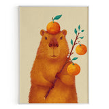 Capibara con naranjas