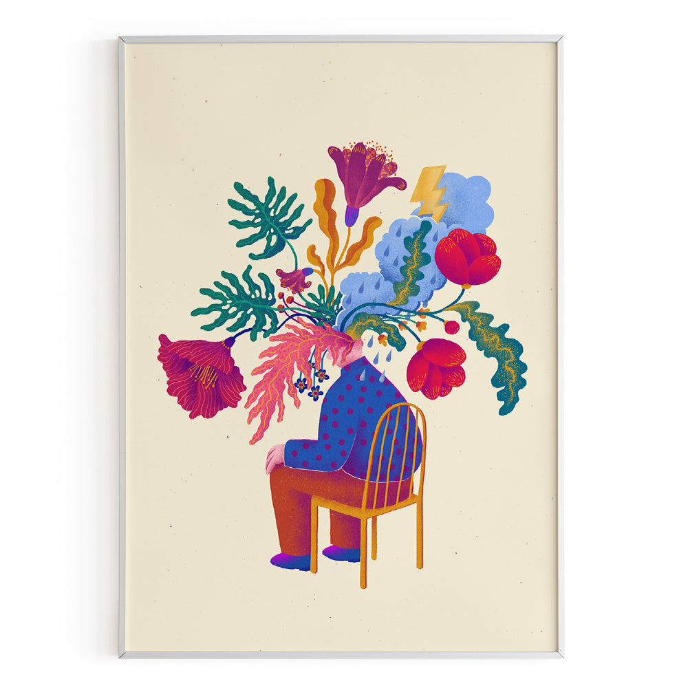 Chico con flores y tormenta