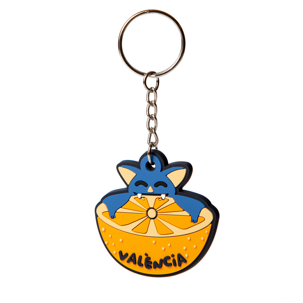 Llavero murciélago con naranja