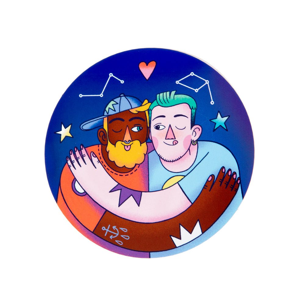 Pareja fondo azul