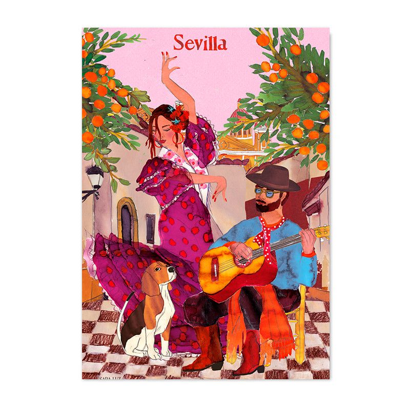 Postal Pareja de Flamencos