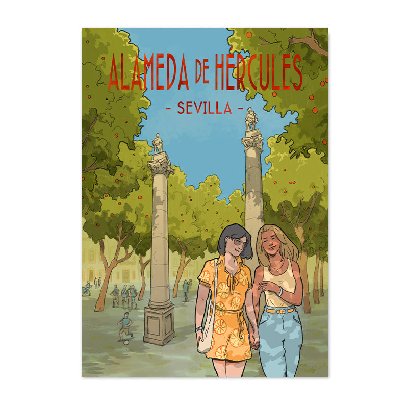 Chicas en la Alameda de Hércules en Sevilla