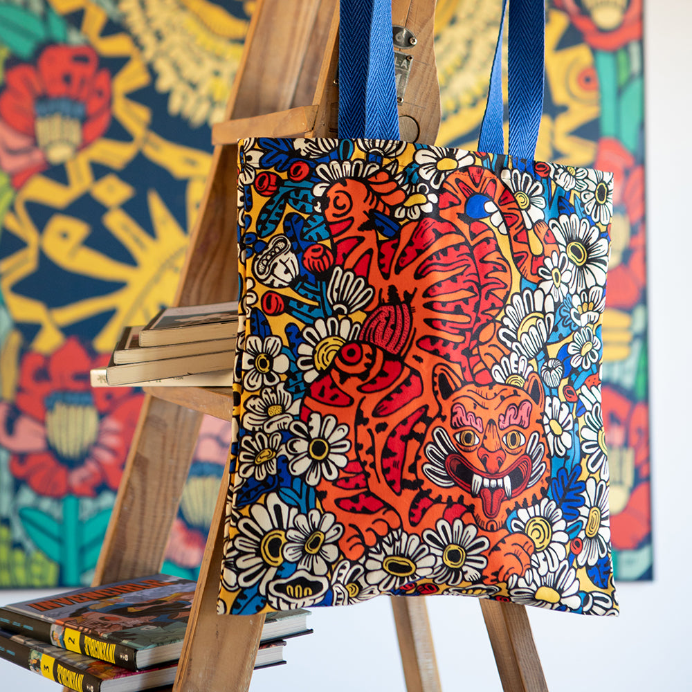 Tote bag tigre con flores