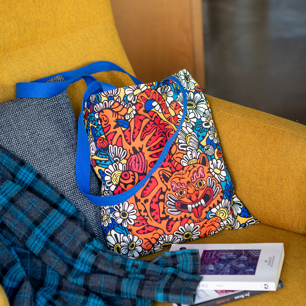 Tote bag tigre con flores
