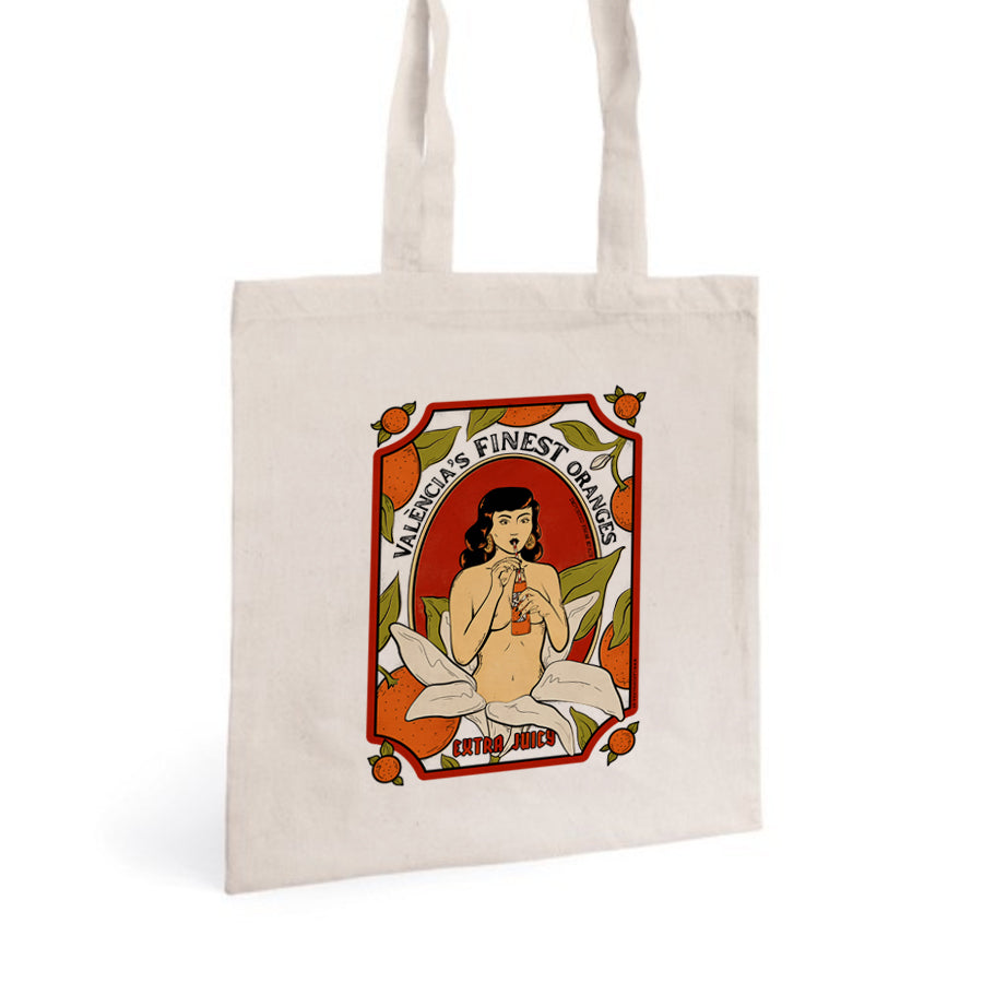 Tote bag chica pin up con naranjas