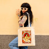 Tote bag chica pin up con naranjas