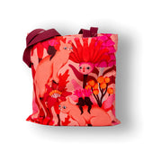 Tote bag 'Gatos y flores rosas'