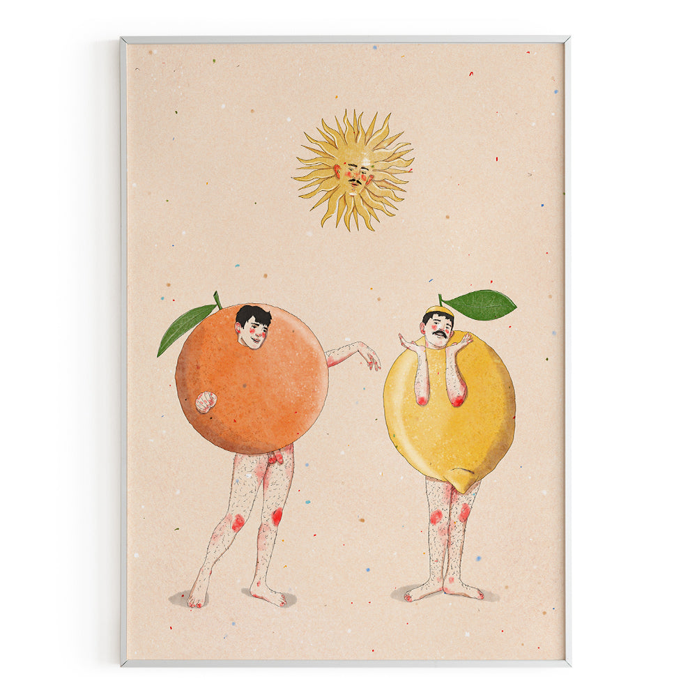 Chicos fruta y sol