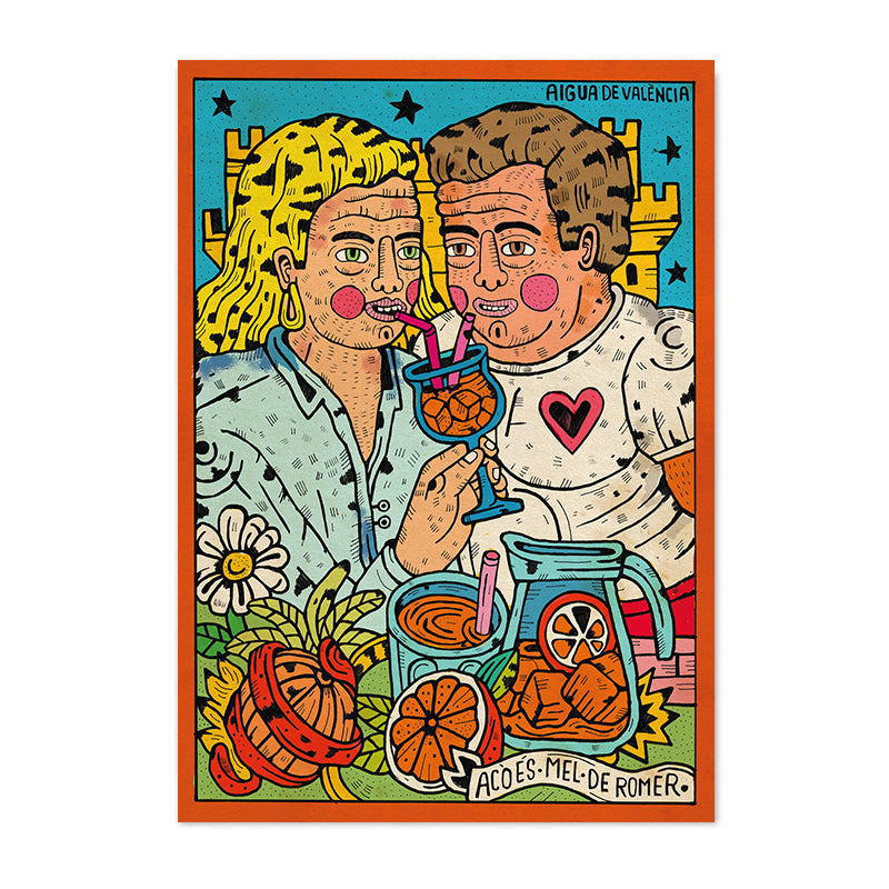 Pareja tomando agua de Valencia
