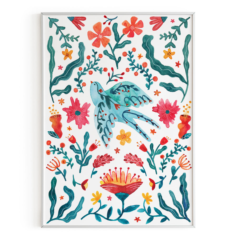 Golondrina con flores