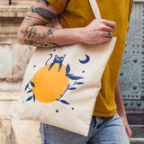 Tote bag gato con naranja