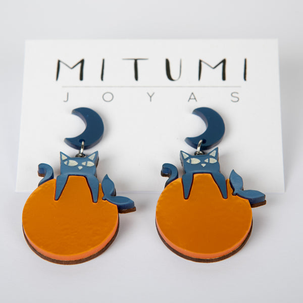 Pendientes gato con naranja