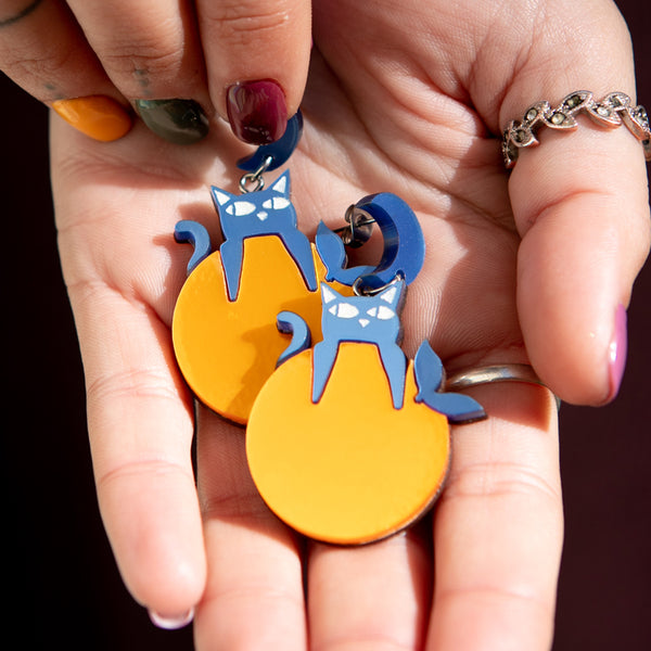 Pendientes gato con naranja