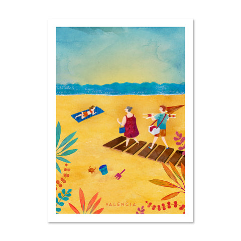 Abuela y nieto en playa