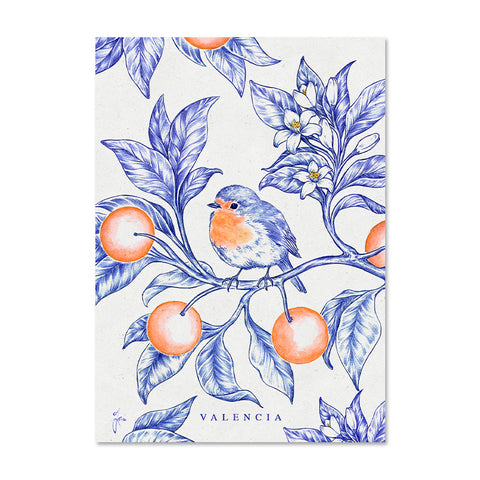 Pájaro con naranjas