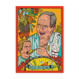 Abuelo con nieto haciendo paella