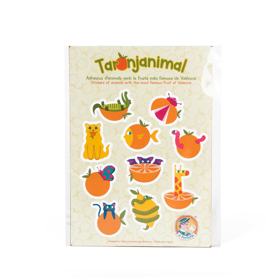 Pegatinas de animales con naranjas