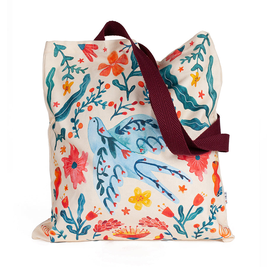 Tote bag golondrina y flores