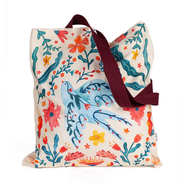 Tote bag golondrina y flores